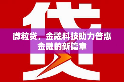 保亭微粒贷，金融科技助力普惠金融的新篇章