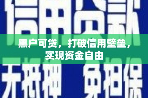 保亭黑户可贷，打破信用壁垒，实现资金自由