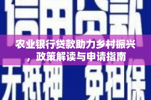 保亭农业银行贷款助力乡村振兴，政策解读与申请指南